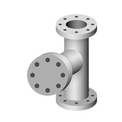Pipe vector icon. Connection by flange fitting. Part for pipeline construction to transportation water, oil and gas. Also for water supply infrastructure, wastewater treatment, plumbing and irrigation