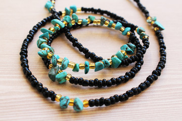 Black Turquoise Waist Bead