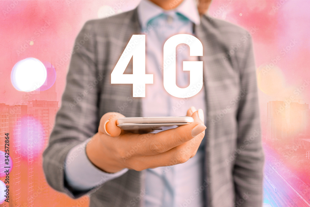 Aufkleber conceptual hand writing showing 4g. concept meaning mobile communication standard wireless internet 