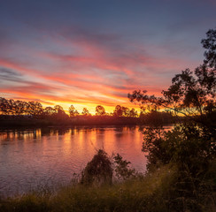 Obraz na płótnie Canvas Beautiful River Sunset Square Image 