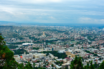 Fototapeta na wymiar Panoramic view of Tbilisi, the capital of Georgia after the rain