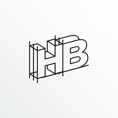 Initial Letter HB with Architecture Graphic Logo Design