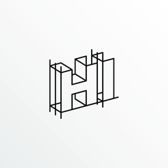 Initial Letter HI with Architecture Graphic Logo Design
