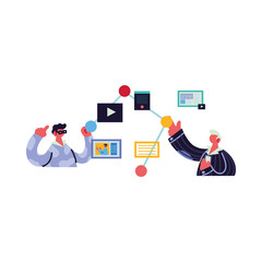 men working and learning online.