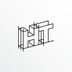 Initial Letter HT with Architecture Graphic Logo Design