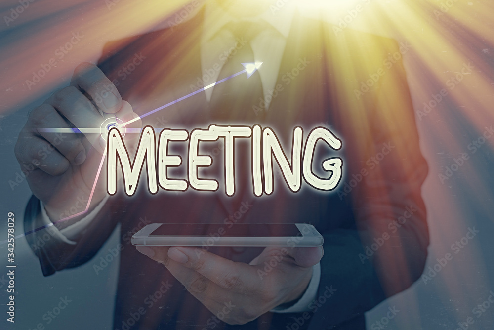 Poster conceptual hand writing showing meeting. concept meaning assembly of showing for a particular purpos