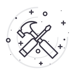 Construction wrench and screwdriver vector design