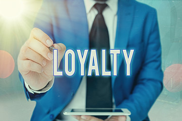 Word writing text Loyalty. Business photo showcasing faithfulness to commitments or obligations...