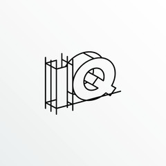 Initial Letter IQ with Architecture Graphic Logo Design