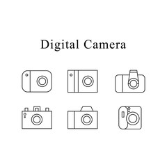 Icon set of digital camera vector on isolated white background.