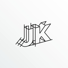 Initial Letter JK with Architecture Graphic Logo Design