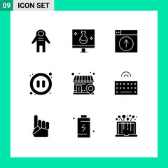 9 Creative Icons Modern Signs and Symbols of video, multimedia, ecolab, audio, design