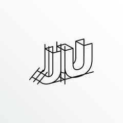 Initial Letter JU with Architecture Graphic Logo Design