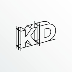 Initial Letter KD with Architecture Graphic Logo Design