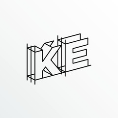 Initial Letter KE with Architecture Graphic Logo Design