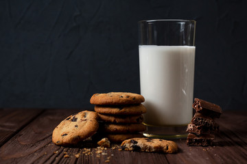 chocolate chip cookies and milk