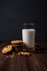 chocolate chip cookies and milk