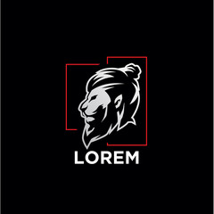 barber shop, lion, mascot vintage logo. retro template design 