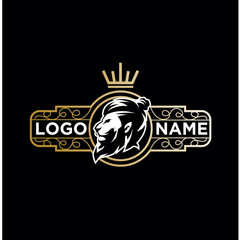barber shop, lion, mascot vintage logo. retro template design 