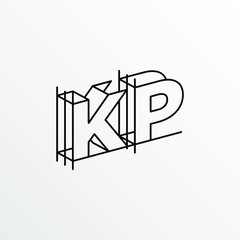 Initial Letter KP with Architecture Graphic Logo Design