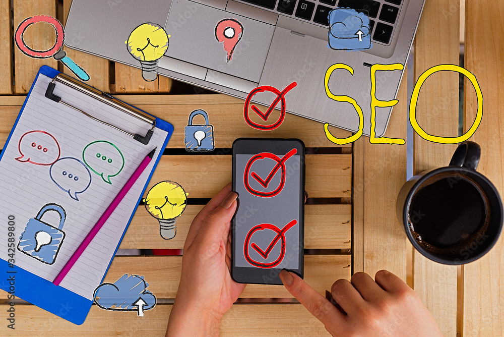 Poster conceptual hand writing showing seo. concept meaning practice of increasing the quantity and quality