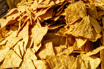 delicious nachos. view from above. crispy mexican snack