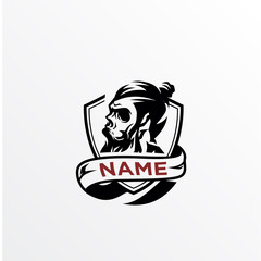 barber shop, skull, vintage logo. retro icon, template design