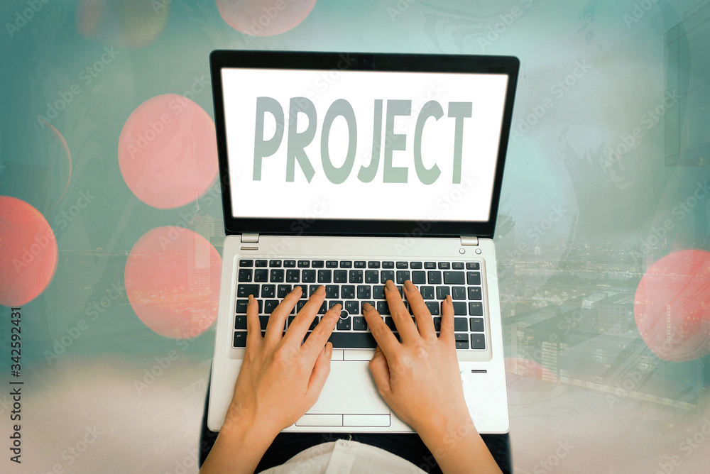 Poster conceptual hand writing showing project. concept meaning planned work activity study of particular s