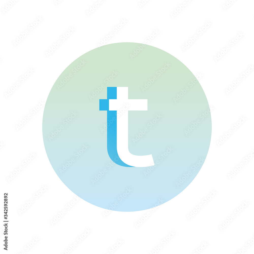 Poster t symbol gradient style icon vector design
