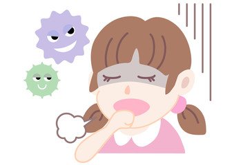  咳をする顔色の悪い女の子