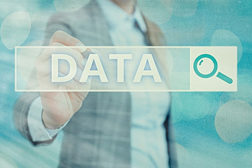 Word writing text Data. Business photo showcasing Piece of information Facts and statistics...