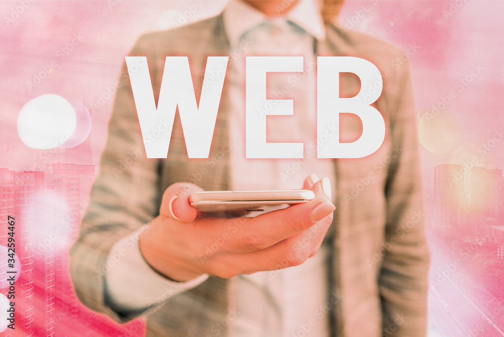 Poster conceptual hand writing showing web. concept meaning a system of internet servers that support speci