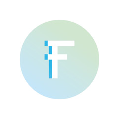 F symbol gradient style icon vector design