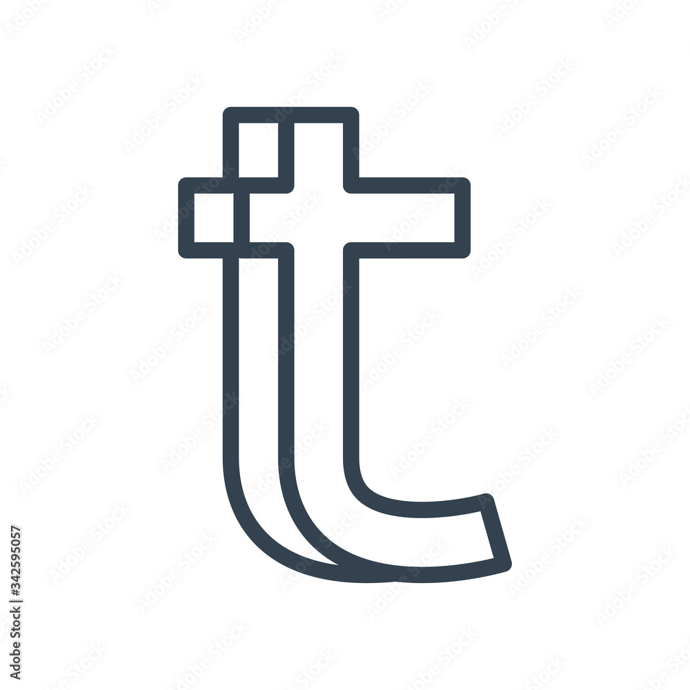 Poster t symbol line style icon vector design