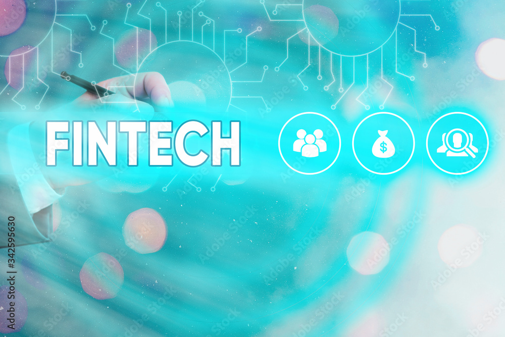 Poster conceptual hand writing showing fintech. concept meaning computer programs and other technology supp
