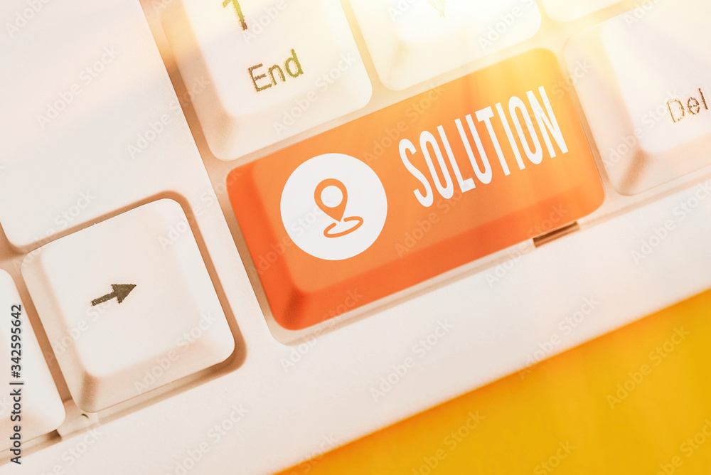 Poster Handwriting text Solution. Conceptual photo a means of solving a problem or dealing with a difficult situation