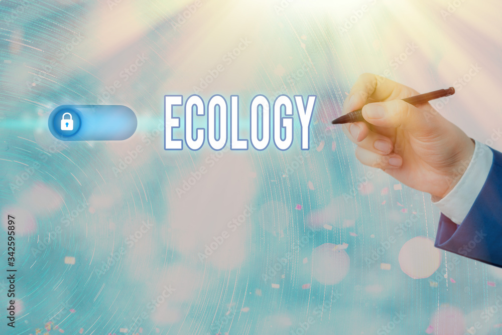 Aufkleber text sign showing ecology. business photo text branch of science relation organisms environment scie