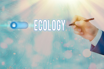 Text sign showing Ecology. Business photo text Branch of science relation organisms environment...