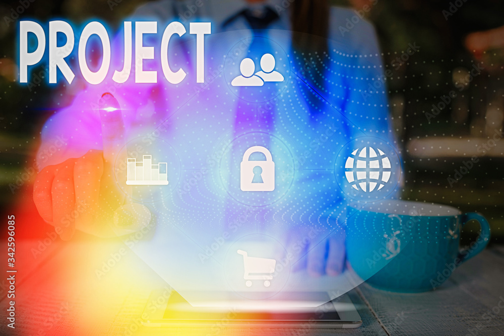 Poster text sign showing project. business photo text planned work activity study of particular subject cre