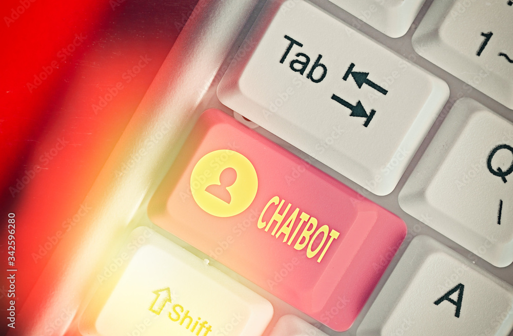Poster text sign showing chatbot. business photo showcasing a kind of computer program that simulates conve