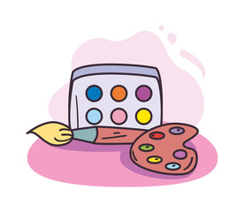 Isolated paint palettes and brush vector design
