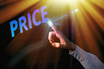 Word writing text Price. Business photo showcasing the amount of money expected or required in...