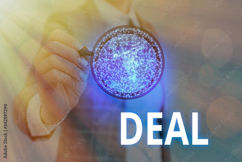 Poster writing note showing deal. business concept for take part in commercial trading of a certain product