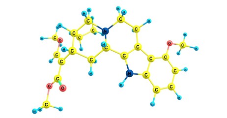 Mitragynine molecular structure isolated on white