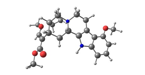 Mitragynine molecular structure isolated on white