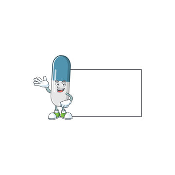 An image of vitamin pills with board mascot design style