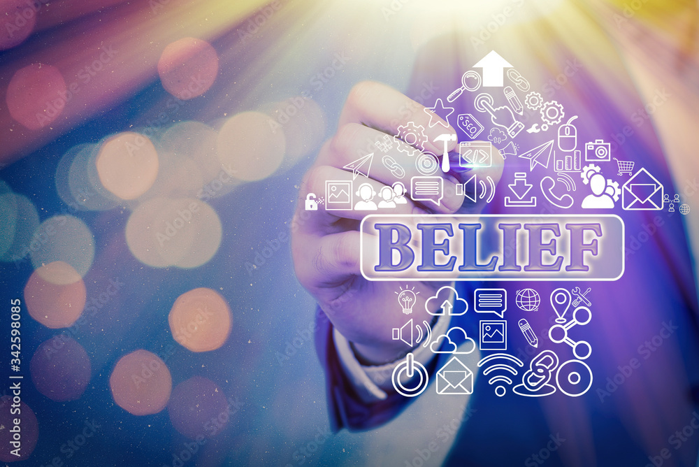 Aufkleber handwriting text writing belief. conceptual photo the feeling of being certain that something exists