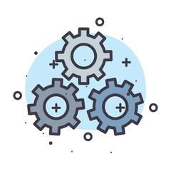 Three construction gears vector design