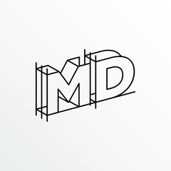 Initial Letter MD with Architecture Graphic Logo Design