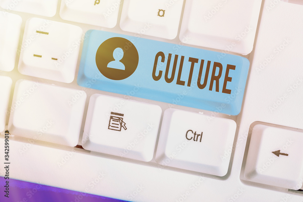 Aufkleber conceptual hand writing showing culture. concept meaning characteristics and knowledge of a particul